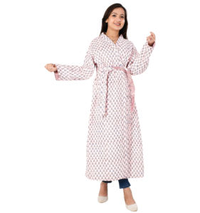 Veste réversible décontractée pour femme, longue, respirante, en coton écologique matelassé, imprimée à la main, avec 2 poches avant, faite à la main - Product Image 4