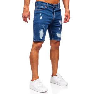 2025 haut de gamme hommes décontracté ourlet Denim Shorts Street Style coupe ample court avec marque privée à vendre - Product Image 3
