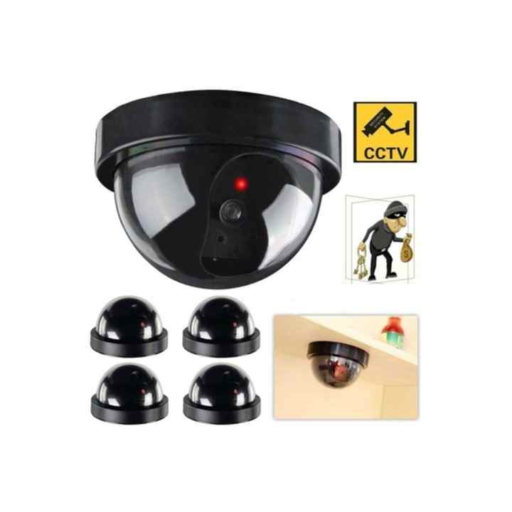 4 Pieces of Fake Security Camera With LED Light Battery Powered Deterrent Model Imitation Camera 4 Pieces