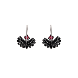 Pendientes Colgantes Vintage con Diseño de Luna Punteada Marrón OX, Clásicos Religiosos de Aleación y Latón con Ámbar y Perla para Fiestas - Product Image 3