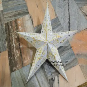 Lámparas de estrellas de papel hechas a mano para festivales, farolillos de estrellas de papel bordados, farolillos de estrellas de papel de Navidad