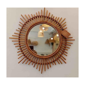 100% miroir suspendu en rotin naturel maison, miroir en verre de luxe écologique le plus vendu décor mural en rotin fabriqué à la main - Product Image 5