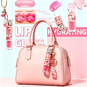 Porte-clés chat mignon, brillant à lèvres scintillant et changeant de couleur, huile à lèvres hydratante longue durée, végane, transparente, effet repulpant - Product Image 5