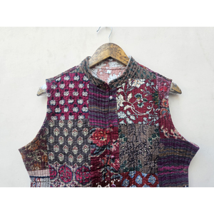 Best Quality Women's Sleeveless Quilted Organic Cotton <b>Patchwork</b> <b>Jacket</b> Indian Handmade Unique Bohemian Style Comfortable - Product Image 4