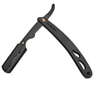 Rasoir à bord droit pour rasage rapproché lame en acier inoxydable à haute teneur en carbone revêtement noir rasoir de barbier professionnel - Product Image 2