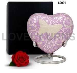 <b>Baby</b> Girl Heart Urn Ashes Keepsake-Secure Screw Lid Velvet Bag & Gift <b>Box</b>-Purple Small Dignified <b>Memorial</b> - Product Image 1