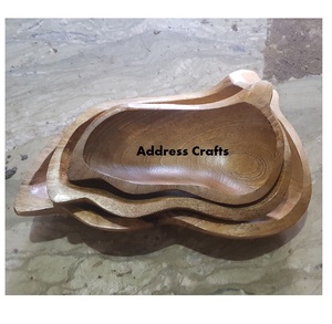 Vajilla de estilo americano, cuencos de madera hechos a mano para servir, sopa de ensalada, cuencos de cocina de madera, artículos de restaurante, artesanías de dirección de la India - Product Image 5