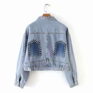 แจ็คเก็ตยีนส์ผู้หญิงคุณภาพสูง แฟชั่นล่าสุด ดีไซน์เรียบง่าย สไตล์ลำลอง แขนยาว - Product Image 5