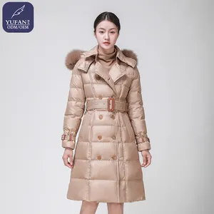 Yufan – veste en duvet de canard à Double boutonnage pour femme, vêtement professionnel, personnalisé, brillant, en laine, à capuche, hiver, 2023