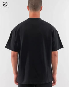 Vente en gros Logo personnalisé 300 GSM T-shirt à imprimé bouffant noir surdimensionné lourd 100% coton pour hommes - Product Image 2