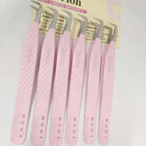Pinzas de Extensión de Pestañas de Acero Inoxidable con Recubrimiento de Color Rosa Personalizadas, Mega Volumen, Alta Calidad, Precisión Sostenible - Product Image 1
