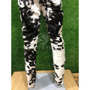 Pantalon en cuir véritable à poils de vache, coupe droite, taille mi-haute, en toile premium, sur mesure pour la mode de rodéo, pantalon en cuir véritable à poils de vache pour hommes - Product Image 5