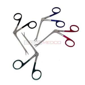 Juego de 4 pinzas de cocodrilo Hartman con mango de colores metálicos surtidos, mordazas dentadas de 3,5 pulgadas, instrumentos médicos ENT de alta calidad - Product Image 1