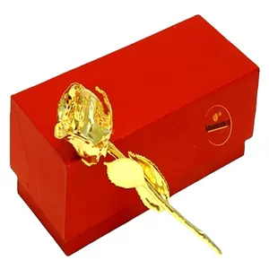 热销24k镀金玫瑰情人节和结婚礼物永远销售亮色24k正品纯金叶子玫瑰