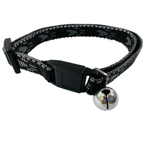 Customized 10mm Nylon Jacquard Cat <b>Collar</b> with Reflective Stripe Personalized Webbing Detail - Product Image 2