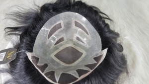 Perruque de remplacement de haute qualité en cheveux indiens Remy, modèle MGM, densité 100%, nouée à la main, nœuds en V, base en dentelle et PU - Product Image 3