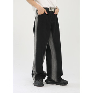 Pantalones Vaqueros de Mezclilla Personalizados para Hombre, 100% Algodón, Estilo Moderno, Lavados, Corte Recto, Pierna Ancha, Talla Grande, Holgados - Product Image 4