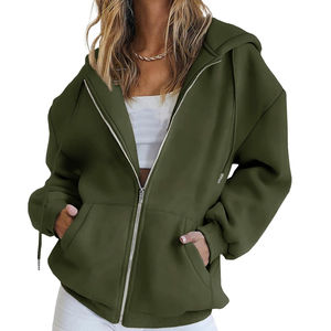 Sweat à capuche oversize tendance pour femme, streetwear d'hiver, fermeture éclair, haute qualité, vente en gros - Product Image 1