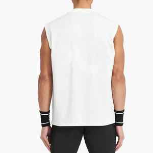 Haute qualité hommes Muscle Fit grande taille débardeur 100% coton respirant tricoté sans manches entraînement Style décontracté prix pas cher - Product Image 4