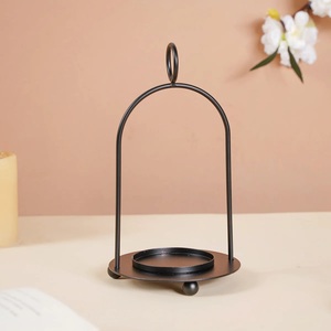 ชุดเชิงเทียนโลหะสำหรับตกแต่งบ้านเคลือบสีดำเทียนหอมสไตล์อินเดียชุดที่วางเทียนชา2ชิ้นของตกแต่งสำนักงาน - Product Image 4