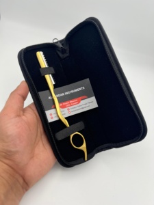 Rasoir de barbier professionnel en acier inoxydable massif à lame simple, couleur or plasma, pour rasage de la nuque, logo personnalisé avec étui en cuir - Product Image 5