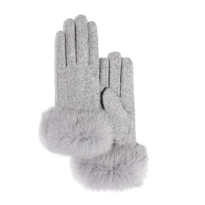 Gants en fourrure de lapin véritable pour femmes, mode en gros, chauds, hiver, sans doigts, en cuir tricoté, pour poignets - Product Image 4