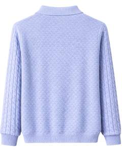 Manufacturer Customized Men Light Blue Polo Collar <b>Wool</b> Knit Sweater Long Sleeve Winter Pullover Soft Warm Cable Sleeve Design - Product Image 2