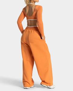 Pantalones Deportivos Casuales de Cintura Alta para Mujer, 100% Algodón, Transpirables, con Bolsillos, Talla Grande, para Gimnasio - Product Image 3