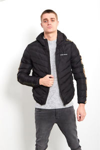 แจ็กเก็ตขนเป็ดแขนยาวสำหรับผู้ชายเสื้อแจ็คเก็ตแบบมีปกเสื้อมีฮู้ดสำหรับผู้ชายโลโก้ออกแบบได้ตามต้องการแบบใหม่ - Product Image 3