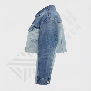 แจ็คเก็ตยีนส์ผู้ชายทรงสลิมฟิต สไตล์ไบค์เกอร์ ขาดๆ แบบวินเทจ สีน้ำเงิน แบบสั่งทำพิเศษ แขนยาว คลาสสิก เสื้อคลุมยีนส์ แจ็คเก็ตยีนส์ผู้ชาย - Product Image 3