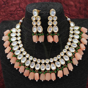Party Wear High Gold Plated Designer <b>Kundan</b> Jewellery Beautiful <b>Kundan</b> Choker Necklace Set - Product Image 1