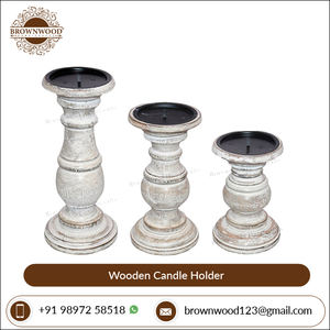 Producto más vendido, decoración ecológica, juego de pilares de velas, portavelas de madera de mango, juego de 3 elegantes candelabros votivos de madera - Product Image 6