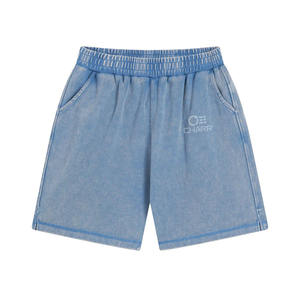 Pantalones cortos lavados con ácido de cintura media para hombre, corte inspirado en los años 90, transpirable, 100% algodón, cierre de cordón de punto, cómodos y elegantes - Product Image 6