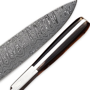 Cuchillo de Chef Personalizado de Acero de Damasco Hecho a Mano con Borde Serrado, Funda de Cuero de Alta Calidad, Servicio OEM, Garantía de 3 Años - Product Image 3