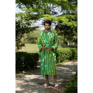 Bata Kimono Boho de Algodón Puro para Hombre, Bata de Lujo con Diseño Geométrico, Bata de Baño Unisex de Verano con Ajuste Relajado y Material Satinado - Product Image 2