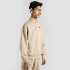 Sudadera Ziptrek Beige de Felpa Francesa, Tallas XL a 6XL, Tejido Grueso, Estampado y Bordado, Forrada con Cierre de Cremallera - Product Image 1
