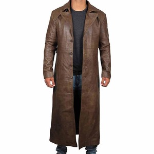 2025 Unique Design Custom PU Leather Made Long Coat for Men Soft and Winter Warm <b>Fabric</b> Made Long Coat - Product Image 1