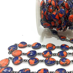 Naturel Mohave Cornaline Bleu Cuivre Turquoise 10-15mm Lunette Briolette Laiton Bijoux Résultats & Composants avec Composant Libre - Product Image 1