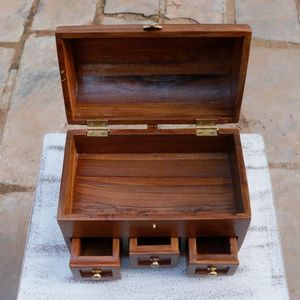Caja de Joyería de Madera Hecha a Mano para Mujer, Estilo Vintage, Organizador de Bisutería y Collares con Almacenamiento de Terciopelo, Regalo Único por HF CRAFTS - Product Image 3