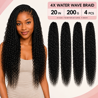 Cheveux synthétiques ondulés pour tresses, 20 pouces, 200g, 4 pièces, résistants à la chaleur, style bohème, vente en gros