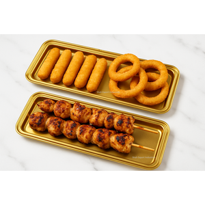 Bandeja de servicio de comida de mesa de metal de nuevo diseño en bandejas de servicio de bebidas de comida de hogar y restaurante con acabado dorado - Product Image 1