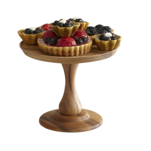 Wood Inlay Cake <b>Tools</b> Creative Wooden Cake Stand Decorating Classic Design Brown Color Handmade Cupcake Stand - Product Image 4