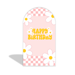 Copertura per Arco Decorativo con Motivo Girasole Colorato 'Buon Compleanno', Decorazione Personalizzata in Tessuto per Feste ed Eventi - Product Image 2