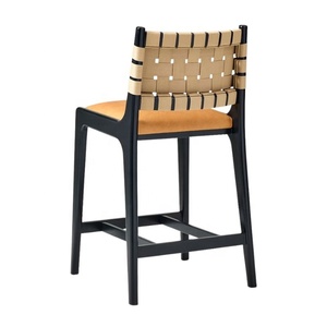 Modern Bar Chair With Woven Backrest And Upholstered <b>Seat</b> For Home Bar And Restaurant Use Wooden Bar <b>Stool</b> Bar Furniture - Product Image 4