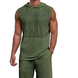 New Trendy <b>Men's</b> <b>Sleeveless</b> Hoodie Solid Pattern Autumn Casual Cotton Breathable Quick Dry Best Sale - Product Image 1