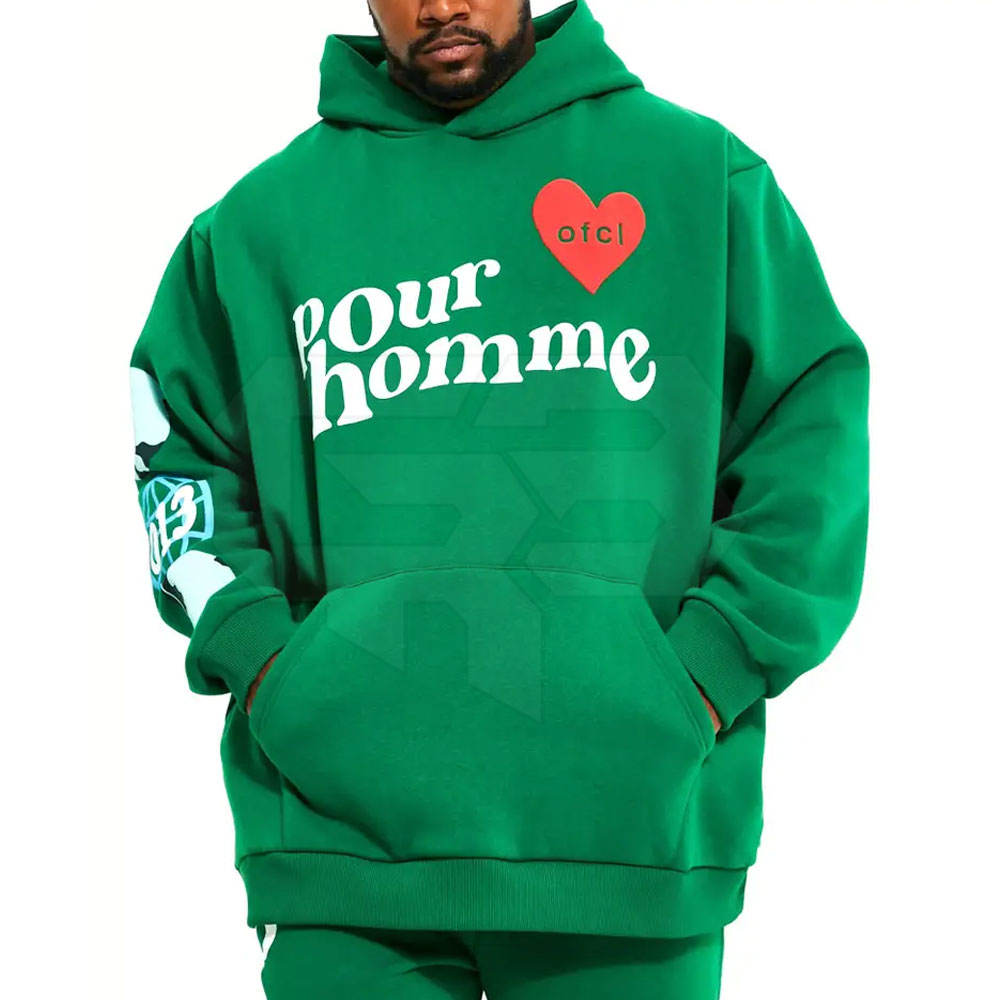 Best Selling Lightweight Men's Puff Print Pullover Hoodie Casual Winter  Wear Factory Direct Sale Cheap Fleece Fabric