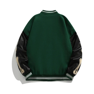 Fashion Streetwear Varsity Jacket OEM Canvas <b>Stand</b> Heavy <b>Weight</b> Warm Winter Outerwear Unisex Bomber Hooded Front Custom - Product Image 2