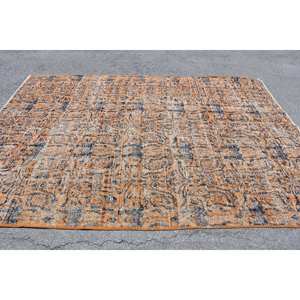 Alfombra de lana turca Vintage 6x8 pies naranja negro área grande rectángulo pasillo estilo tradicional Patchwork tejido látex para coche - Product Image 3