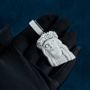 จี้เพชรสำหรับผู้ชายผู้หญิงจี้925เพชรรูปใบหน้าของพระเยซู - Product Image 2