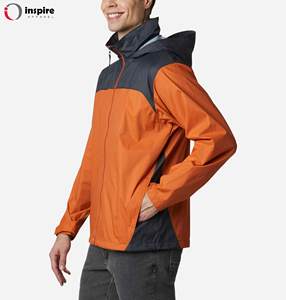 Chaqueta Impermeable para Hombre con Capucha, Tejido Softshell Transpirable, Cuello Alto, Logotipo Frontal, para Senderismo y Camping - Product Image 3
